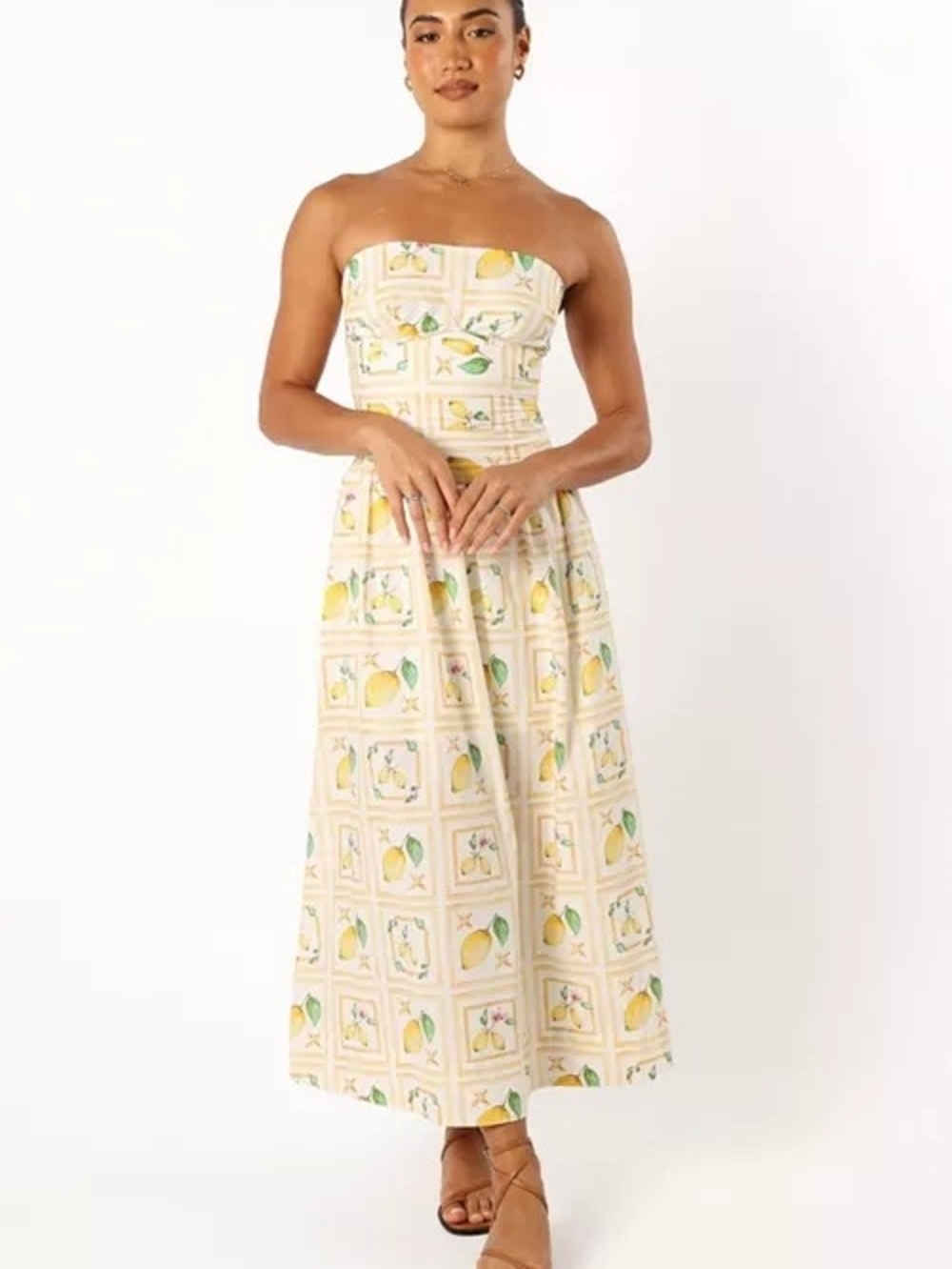 Petal and Pup Lemon Print Cintrico Midi Dress - Perfect for European Summer - Picture 2 of 5